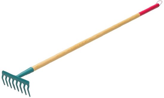 KADAX Hark voor dames, platte hark met lange steel, gazonhark voor tuin, stenen, takken, tuingereedschap, tuingereedschap, hooikoork, met harde kop (8 tanden) van KADAX