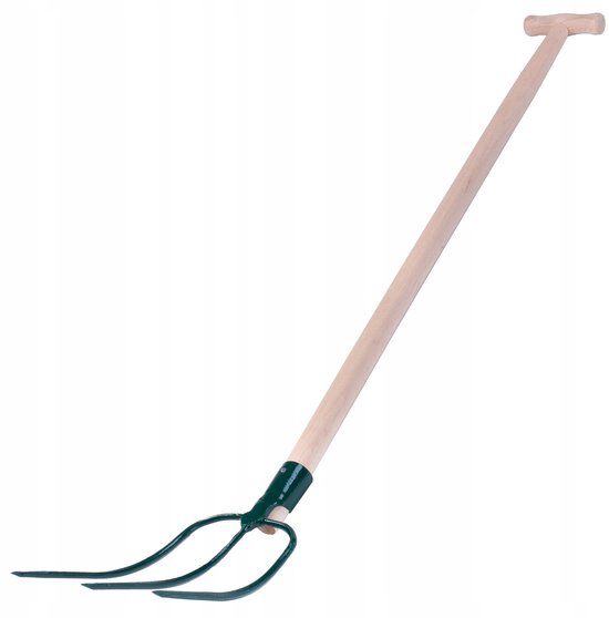 KADAX Hooivork, vork, spakkevork, grafvork, mestvork, vork voor tuin, draadvork met houten steel, tuinvork van hoogwaardig staal, mestvork, tuinvork (3 tanden, T-greep) van Merkloos	