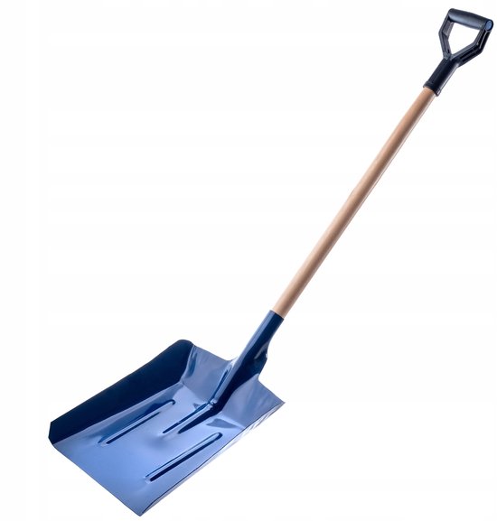 KADAX Kolenschep van staal, schep met lange steel van hout, spade met D-greep voor kiezelstenen, afval, kolenlepel, veegschep (W: 36 cm, blauw)