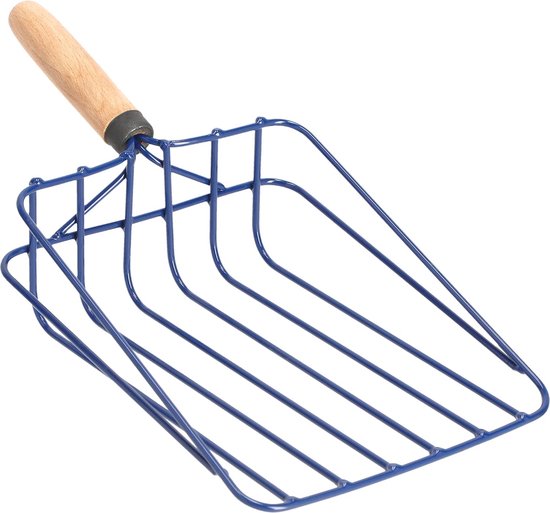 KADAX - Kolenschep/Groenteschep van metaal, 37 x 18,5 cm - kleine schep met handvat van hout, groente en kolen - draadvork, strooischep, aardappelvork, schep voor groenten van KADAX