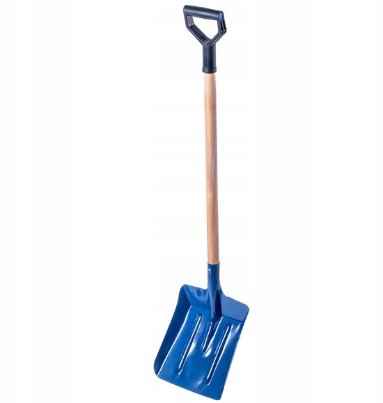 KADAX Koolschep van staal, schep met lange steel van hout, schop met D-greep voor kiezelstenen, afval, koollepel, veegschep (W: 27 cm, blauw) van KADAX