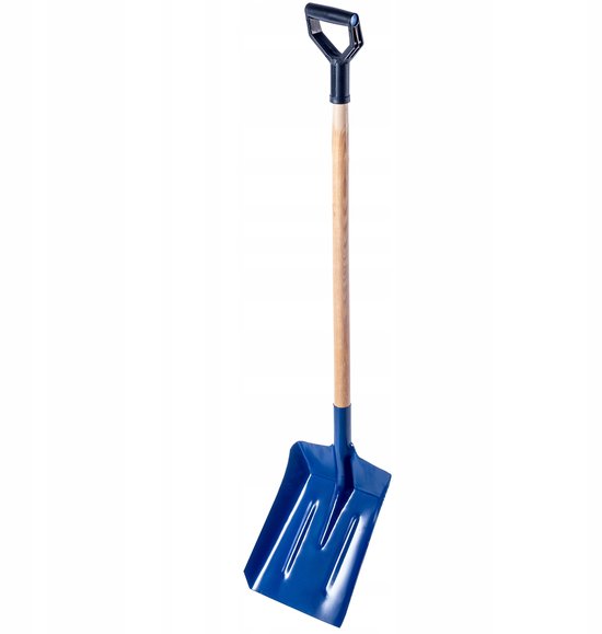 KADAX Koolschep van staal, schep met lange steel van hout, schop met D-greep voor kiezelstenen, afval, koollepel, veegschep (W: 29 cm, blauw) van Merkloos	