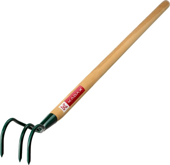 KADAX mest, jachtrubber met 3 tanden, onkruidhaak, kleine bloemklauw met steel, tuinaccessoires van metaal, tuinhak voor het losmaken van de grond, cultivator voor tuin, onkruid (groen) van Merkloos	