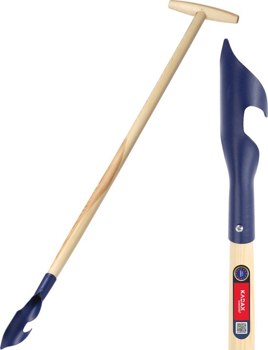 KADAX Onkruidsteker met houten steel, onkruidverwijderaar van metaal, onkruidwieder met spiraalvormige kop, wortelwieder voor het verwijderen van onkruid (L: 116 cm, blauw) van Merkloos	