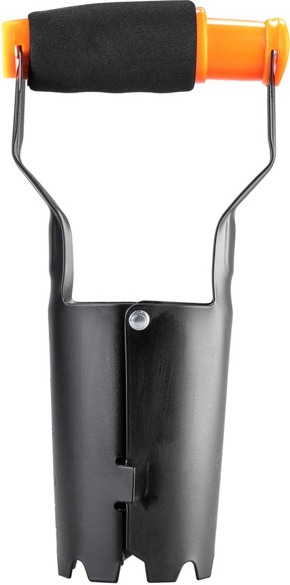KADAX Plantgatsteker van metaal, automatische plant met comfortabele handgreep van kunststof, bloembollenplant met automatische activering en diepteschaal (zwart/oranje) van Merkloos	