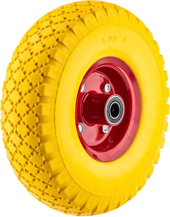 KADAX PU kruiwagenwiel 260 x 70 mm met robuuste stalen velg, polyurethaan vervangingswiel 3.00-4 voor kruiwagens, lekbestendig kruiwagenwiel met 16 mm asgat van Merkloos	