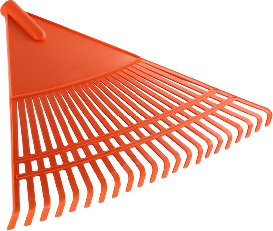 KADAX Robuuste hark van kunstfluweel, bladhark zonder steel, brede hark, bladbreken, tuinhark, bladwaaier, bladveger (driehoekig oranje 60 cm) van Merkloos	
