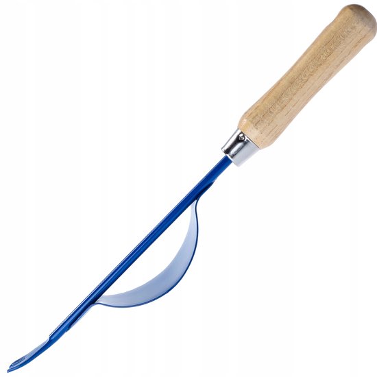 KADAX Robuuste onkruidsteker van roestvrij staal, handmatige onkruidsteker met houten handvat, onkruidtrekker, onkruidjager, tuinwieder, worteljager (36,5 cm, blauw)