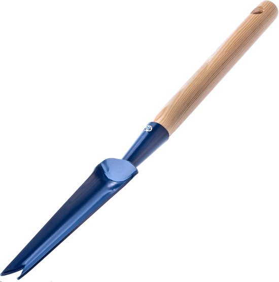 KADAX Robuuste onkruidsteker van roestvrij staal, handmatige onkruidsteker met houten handvat, onkruidtrekker, onkruidjager, tuinwieder, worteljager (50 cm, blauw) van Merkloos	