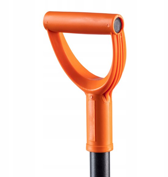 KADAX Schep, zandschep met een metalen handgreep, bouwspade van gehard staal, duurzame bouwschep, tuinschep, platte randschep (met D-greep, zwart/oranje) van Merkloos	