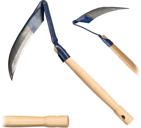 KADAX Sense met houten handvat van 31 cm, kleine bossens van metaal, handige wildgroeitent, zeis voor het maaien van gras, granen, onkruid, handzeis, bosmaaier, bosmaaier van Merkloos	