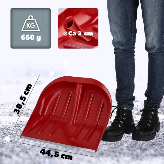 KADAX sneeuwschuiver, 44,5 X 38,5 cm, sneeuwschuiver zonder steel, sneeuwschuiver met plaatstalen rand, kunststof sneeuwschuiver, sneeuwschuiver (2, Rood) van KADAX