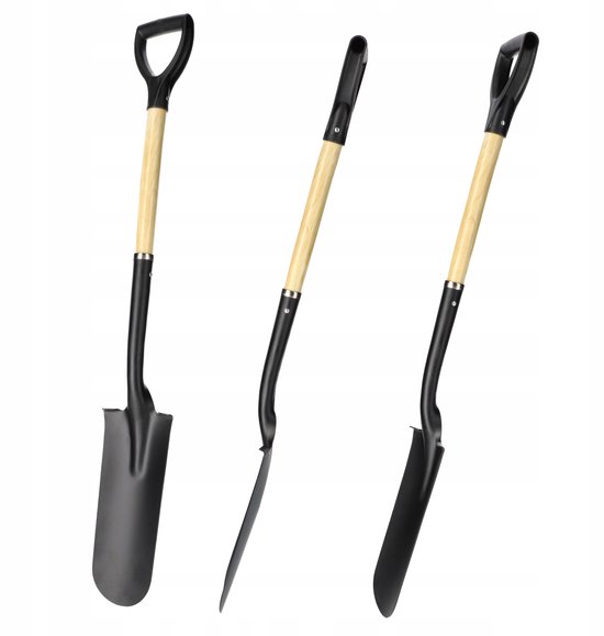 KADAX Spade, drainagespade met D-handgreep, schep van staal, punt schep met steel van hout, tuinspade voor het graven van gaten graven, planten van bomen, struiken (120 cm) van KADAX