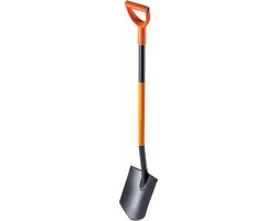 KADAX Spade, L: 125 cm, tuinspaten, tuinschep met stalen steel, schep, grafschep, grafschep voor tuin, plantenspaten, tuinspade met metalen handvat (spits, zwart/oranje) van Merkloos	