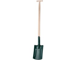 KADAX Spade, tuinspade om te graven, tuinschep met houten steel, schep, grafschep, grafschep voor tuin, harde, steenachtige bodems, plantenspaden, tuinspade van metaal (rond, T-greep)