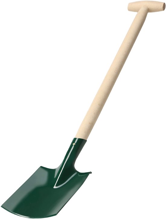 KADAX Spade, tuinspade om te graven, tuinschep, schep met houten steel, grafschep, grafschep voor tuin, harde, steenachtige vloeren, tuinspade van metaal (rond, H: 91,5 cm, T-greep) van KADAX