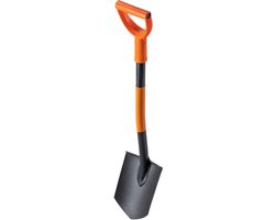 KADAX Spade voor pioniers, tuinspade met D-greep, tuinschep, schep met metalen steel, grafschep, grafschep voor tuin, tuinspade (86 cm, zwart/oranje) van KADAX