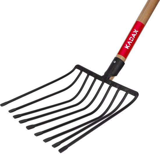 KADAX Stalen vork met D-handvat - Spade, hooi, aardappelen, mest, stenen - zwart van Merkloos	