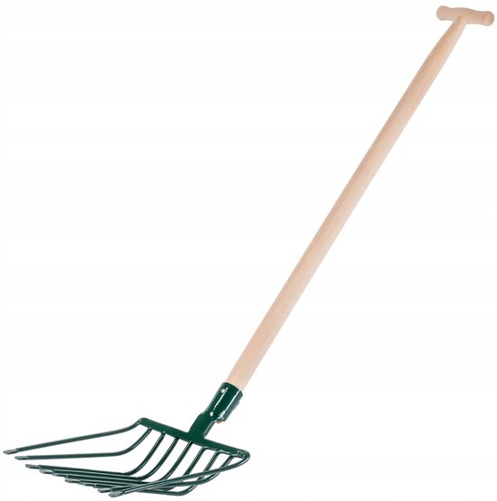 KADAX Steenvork, vork met lange houten steel, 9 tanden, spatvork, hooivork, grafvork van staal, vork voor steen, tuin, aardappelvork, tuinvork (T-greep) van KADAX