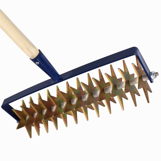 KADAX Sterfrees met houten steel, cultivator met 12 sterren, tuinfrees, rolcultivator, kruimelaar voor het losmaken van de grond, cultivator en rolhak van Merkloos	