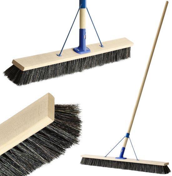 KADAX Straatbezem met lange steel van hout, brede houten bezem, robuuste vloerschrobber, industriële bezem, schuurborstel, schraborstel, tuinbezem (100 cm) van Merkloos	