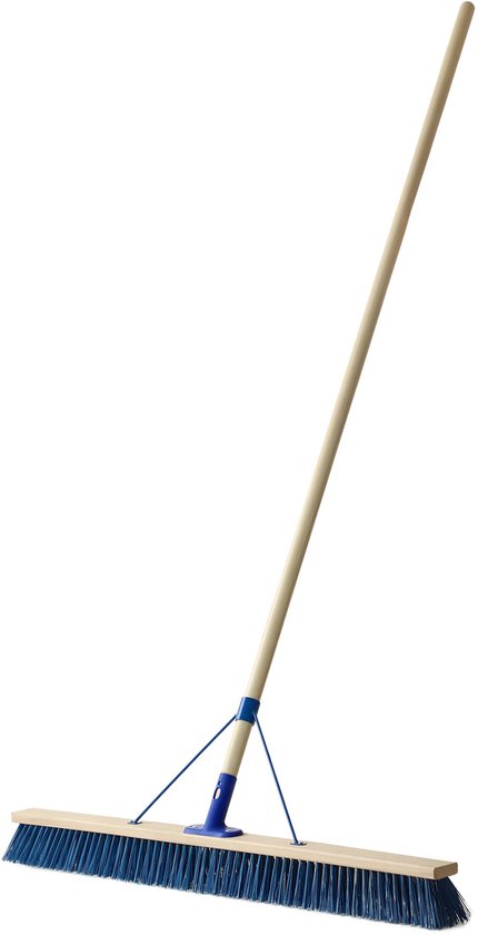 KADAX Straatbezem met lange steel van hout en nylon, veegbezem met metalen steelhouder, brede industriële bezem, comfortabele zaalbezem, zand, verschillende maten (100 cm) van Merkloos	