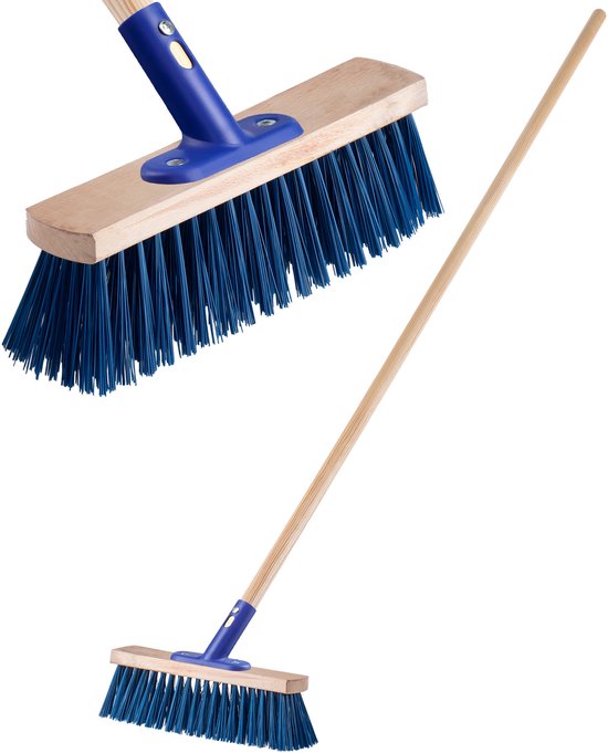 KADAX Straatbezem met lange steel van hout en nylon, veegbezem met metalen steelhouder, brede industriële bezem, comfortabele zaalbezem, zand, verschillende maten (30 cm) van Merkloos	