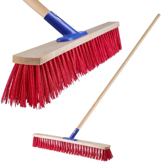 KADAX Straatbezem met lange steel van hout en nylon, veegbezem met metalen steelhouder, brede industriële bezem, comfortabele zaalbezem, zand, verschillende maten (70 cm) van Merkloos	