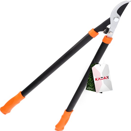 KADAX Takkenschaar, snoeischaar met aambeeld lemmet van staal, lengte: 72,5 cm, boomschaar voor vers en hard hout, heggenschaar, anti-aanbaklaag, zwart/oranje van Merkloos	