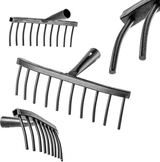 KADAX Tuinhark van staal, steenhark, hark zonder steel, robuuste rekenkop, hark, tuingereedschap (rechthoekig, 10 tanden) van KADAX