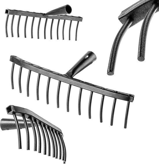 KADAX Tuinhark van staal, steenhark, hark zonder steel, robuuste rekenkop, hark, tuingereedschap (rechthoekig, 12 tanden) van Merkloos	