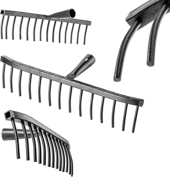 KADAX Tuinhark van staal, steenhark, hark zonder steel, robuuste rekenkop, hark, tuingereedschap (rechthoekig, 14 tanden) van Merkloos	