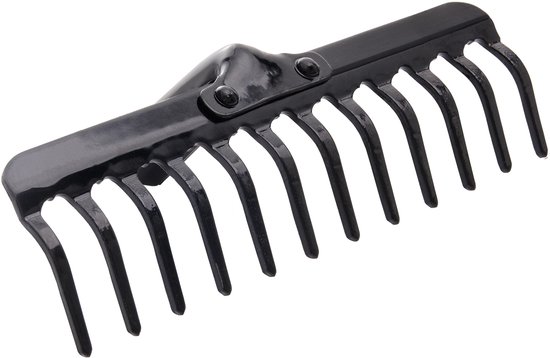 KADAX Tuinhark zonder steel, tuinhark van metaal, gazonhark voor tuinonderhoud, robuuste gazonhark, hark voor gazon, tuingereedschap (rechthoekig, 12 tanden) van Merkloos	