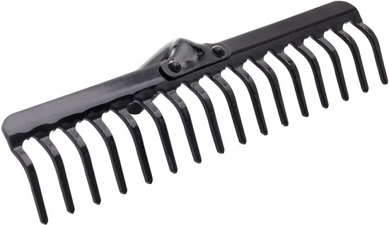 KADAX Tuinhark zonder steel, tuinhark van metaal, gazonhark voor tuinonderhoud, robuuste gazonhark, hark voor gazon, tuingereedschap (rechthoekig, 16 tanden) van Merkloos	