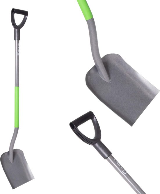 KADAX Zandschep voor bouw- en tuinwerkzaamheden, robuust gereedschap met D-handgreep en stalen handvat (groen/grijs) van Merkloos	