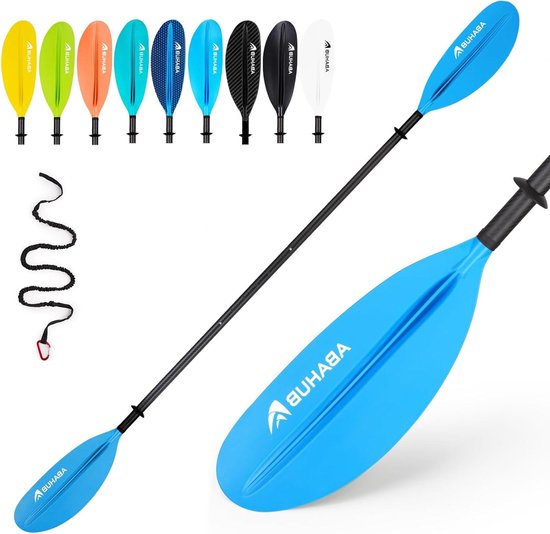 Kajak Peddel - Dubbele Peddel Roeispaan - Watersport Varen - Verstelbaar Lichtgewicht - 220cm tot 240cm - Blauw