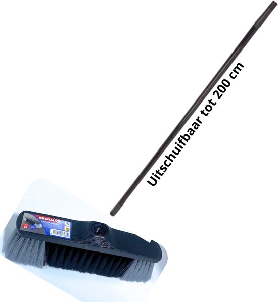 Kamerbezem – Veegborstel met steel – Veegborstel – Kamerveger - zachte bezem met steel voor binnen & buiten - Uitschuifbare Telescoopsteel tot 200 cm van Bellendo.