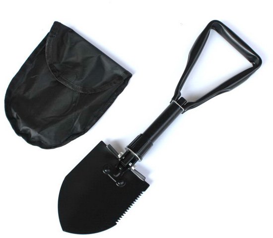 Kampeerschop - Lichtgewicht graafmachineschop - Draagbare opvouwbare minischop - Geschikt voor buiten, kamperen, backpacken, wandelen, reizen, auto, noodgevallen, huis, tuin - 48 cm - Zwart van Merkloos	