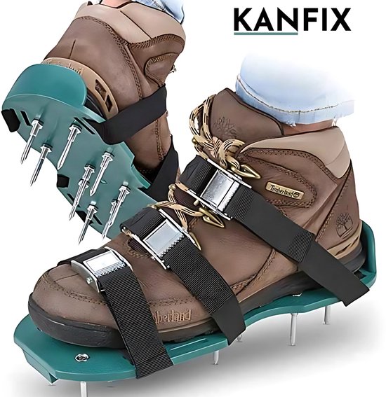 KanFix Gazonbeluchtingssandalen - Gazonbeluchter - Gazonpriksandalen - Gazonverluchter - Verticuteerder - Inclusief Handleiding & 2 Extra Gespen van KanFix