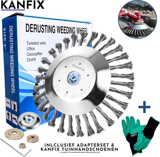 KanFix Onkruidborstel voor Bosmaaier Electrisch - Voegenborstel - Grastrimmer - Onkruidverwijderaars - 6inch van KanFix