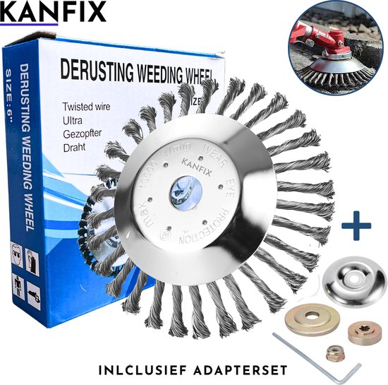 KanFix® Onkruidborstel voor Bosmaaier Electrisch - Voegenborstel - Grastrimmer - Universeel - 20cm - 8inch van KanFix