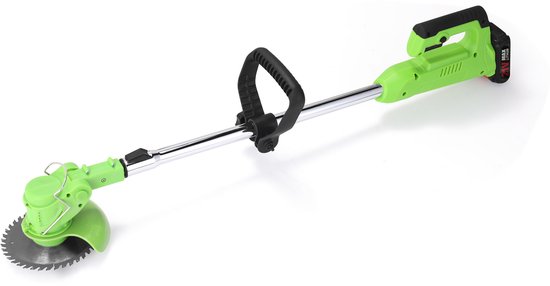 Kantenmaaier - Grastrimmer - Draadloos - Elektrisch - 21V Accu - Incl. 2 Batterijen, 4 Plastic Messen, 2 Metalen Messen, 1 Legering Mes, Handvat, Installatietool en Beschermkap - Voor Tuin en Gras van VONROC