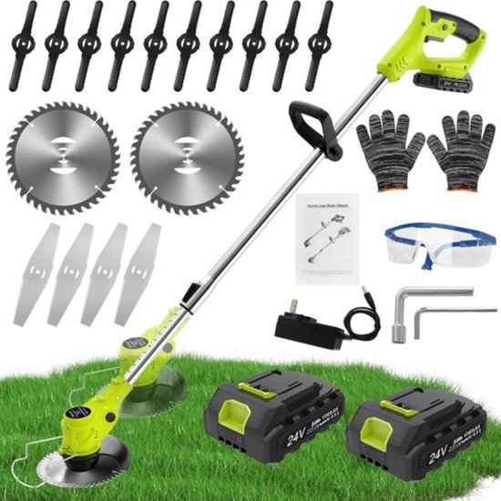 Kantenmaaier - Multifunctionele - 20-delige Grastrimmer & Bosmaaier Set met 2 Accu's - Groen van Merkloos	