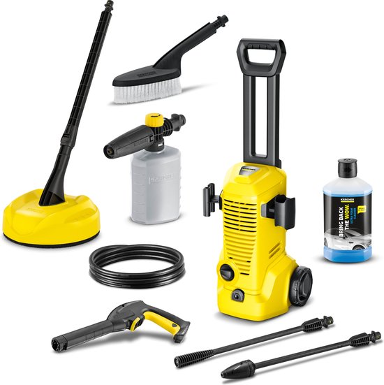 Kärcher Hogedrukreiniger | K 2 Premium Car & Home compleet - Incl. oppervlaktereiniger T 2, Foam Jet - Wasborstel en reinigingsmiddel - 110 bar - Wateropbrengst 360 l/u van Kärcher