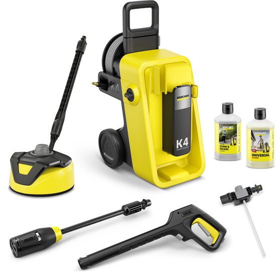 Kärcher K 4 Comfort Premium Home hogedrukreiniger - T-Racer T 5 oppervlaktereiniger - 130 bar - 420 l/u - 30 m²/u - Watergekoeld - Slanghaspel - 4-in1 Spuitlans - Voor o.a. auto's, terrassen, paden en oppervlakken rond het huis van Kärcher