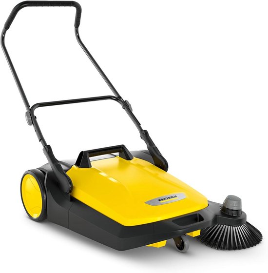Kärcher veegmachine S 6 (max. oppervlakteopbrengst: 2500 m²/u, 1 zijborstel, veegcontainer: 38 l, werkbreedte: 670 mm, ergonomische duwbeugel, vrijstaande veegcontainer), geel/zwart van Merkloos	