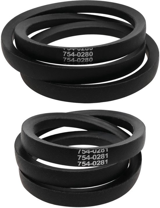 KARZO - 2 stuks V-riem voor grasmaaier, compatibel met MTD, compatibel met Mastercut OE 754-0280, 754-0280A, 754-0281, 754-0281A, omtrek 134,2 mm, 108,7 mm, breedte 16,1 mm, zwart van KARZO