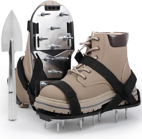 KARZO - Gazonventilatorschoenen met spijkers - zwart - Klittenbandsluiting - Handmatige verticuteermachine - Voor binnenplaats en tuin van KARZO