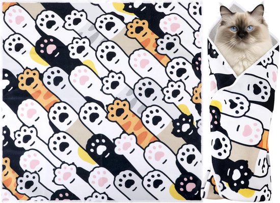 Kattenwikkel voor Verzorging, 50x50 cm Zachte Kattenwikkel Zelfklevende Kattenbeperkingswikkel voor Het Knippen Van Nagels Kalmerende Deken Tegen Bijten en Krabben voor Katten Tot 4,08 kg van Merkloos	