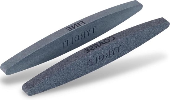 Keramische wetsteen voor scherpe messen - set van 2 - korrel 100 en 240 - slijpsteen voor zeis, tuinschaar, bijl, grasmaaier van Merkloos	